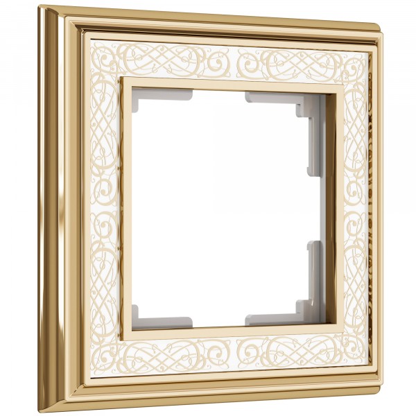 Рамка на 1 пост WL77-Frame-01 Palacio Gracia (золото/белый) - купить в Атырау