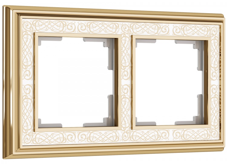 Рамка на 2 поста WL77-Frame-02 Palacio Gracia (золото/белый) - купить в Атырау